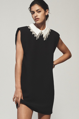 Endless Rose Sleeveless Collared Mini Dress In Black