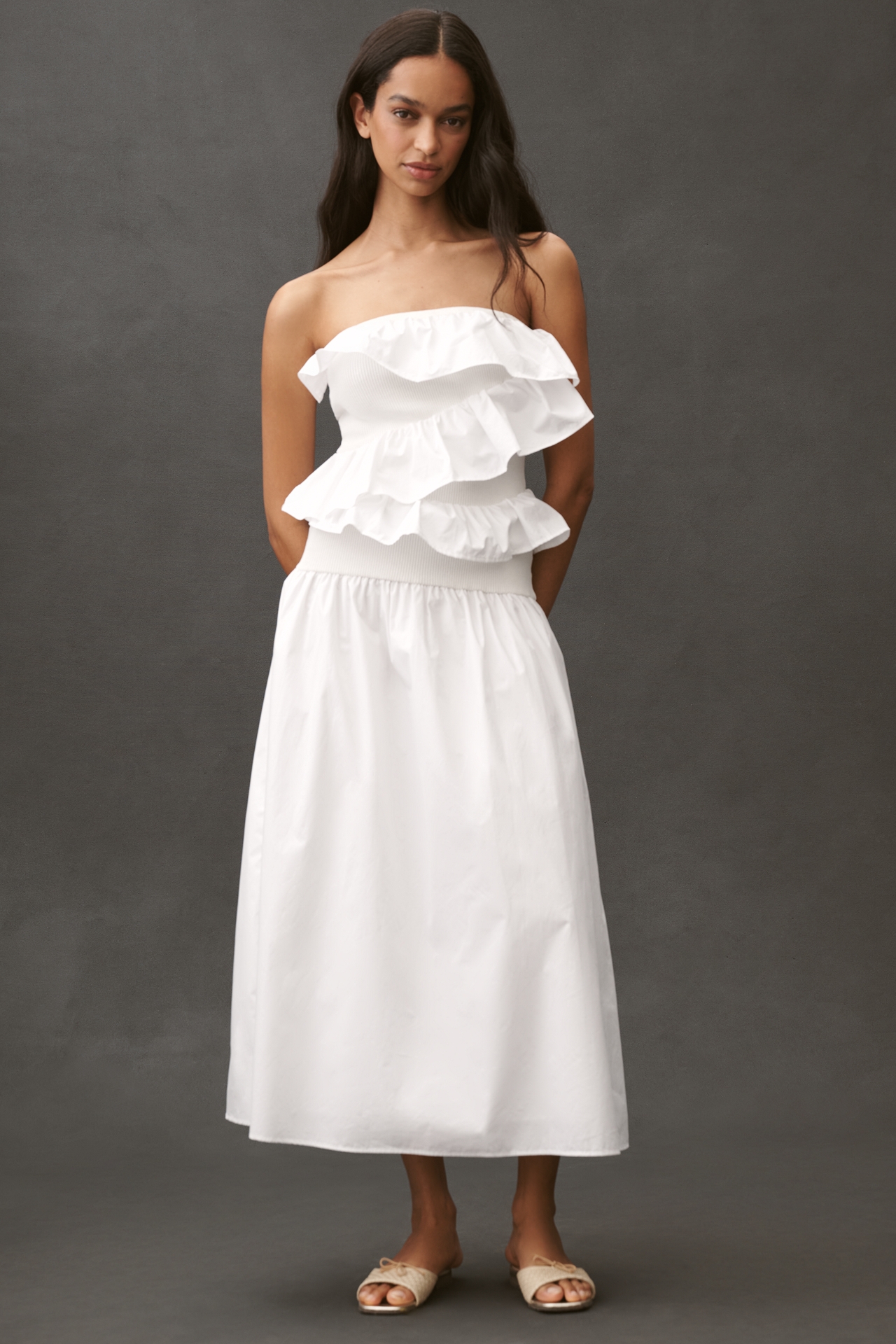 Endless Rose Strapless Ruffle Midi Dress