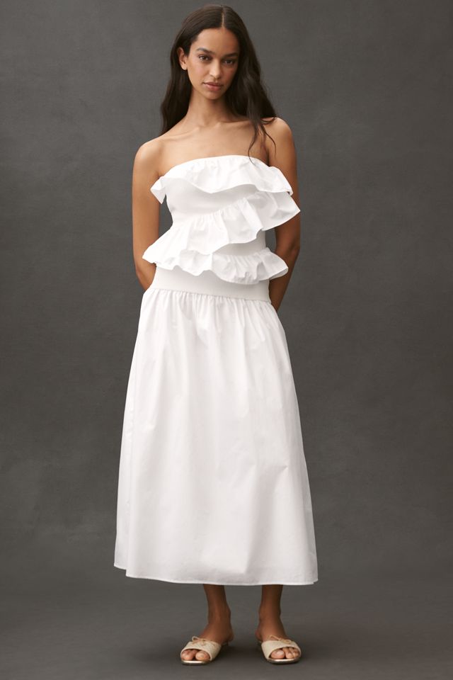 Endless Rose Strapless Ruffle Midi Dress | Anthropologie