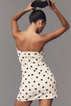 Endless Rose Strapless Button-Front Cotton Linen Mini Dress