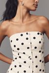 Endless Rose Strapless Button-Front Cotton Linen Mini Dress