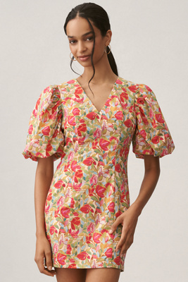 Endless Rose V-neck Puff-sleeve Mini Dress