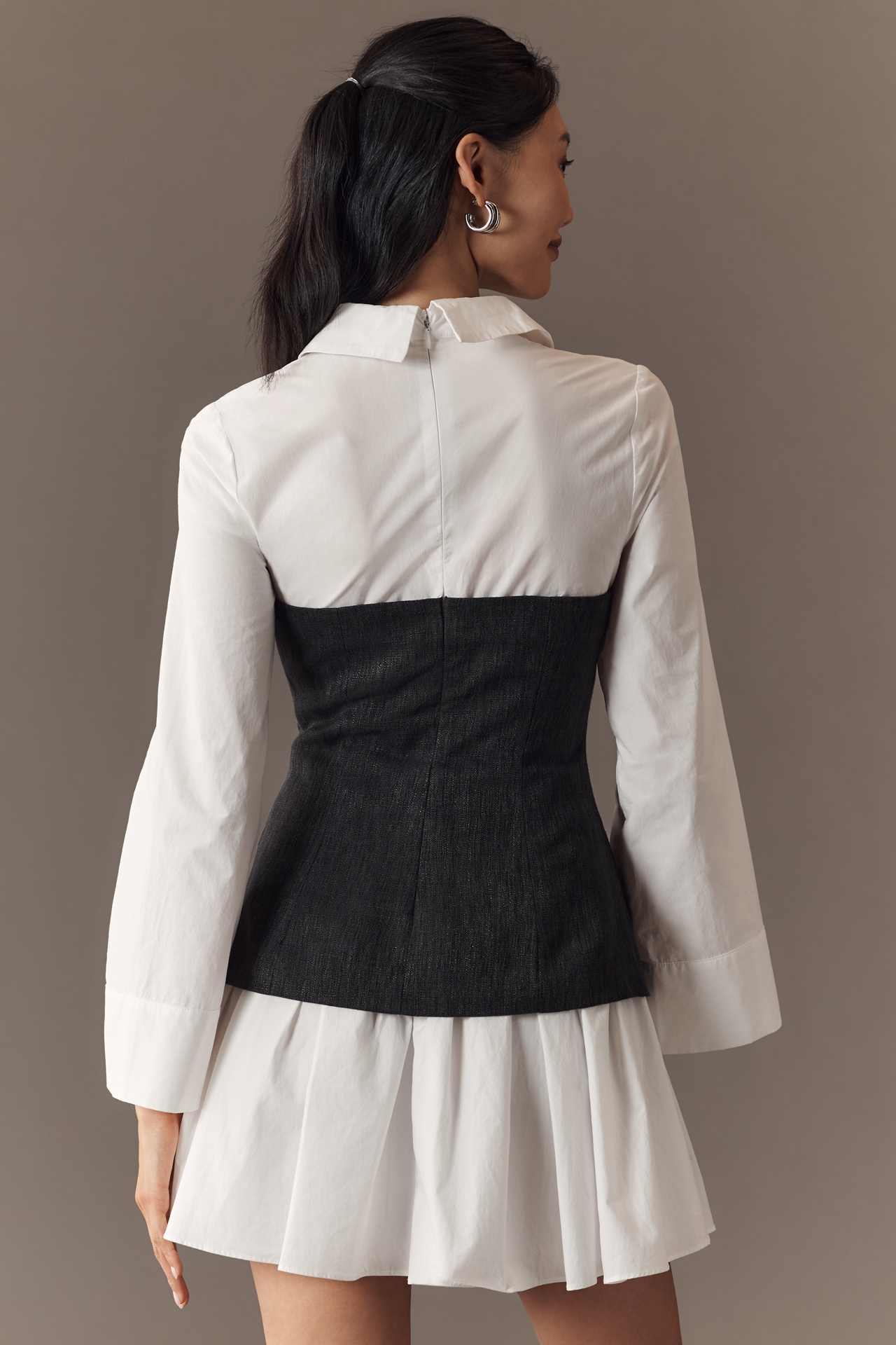 Endless Rose Long-Sleeve Twofer Vest Mini Dress