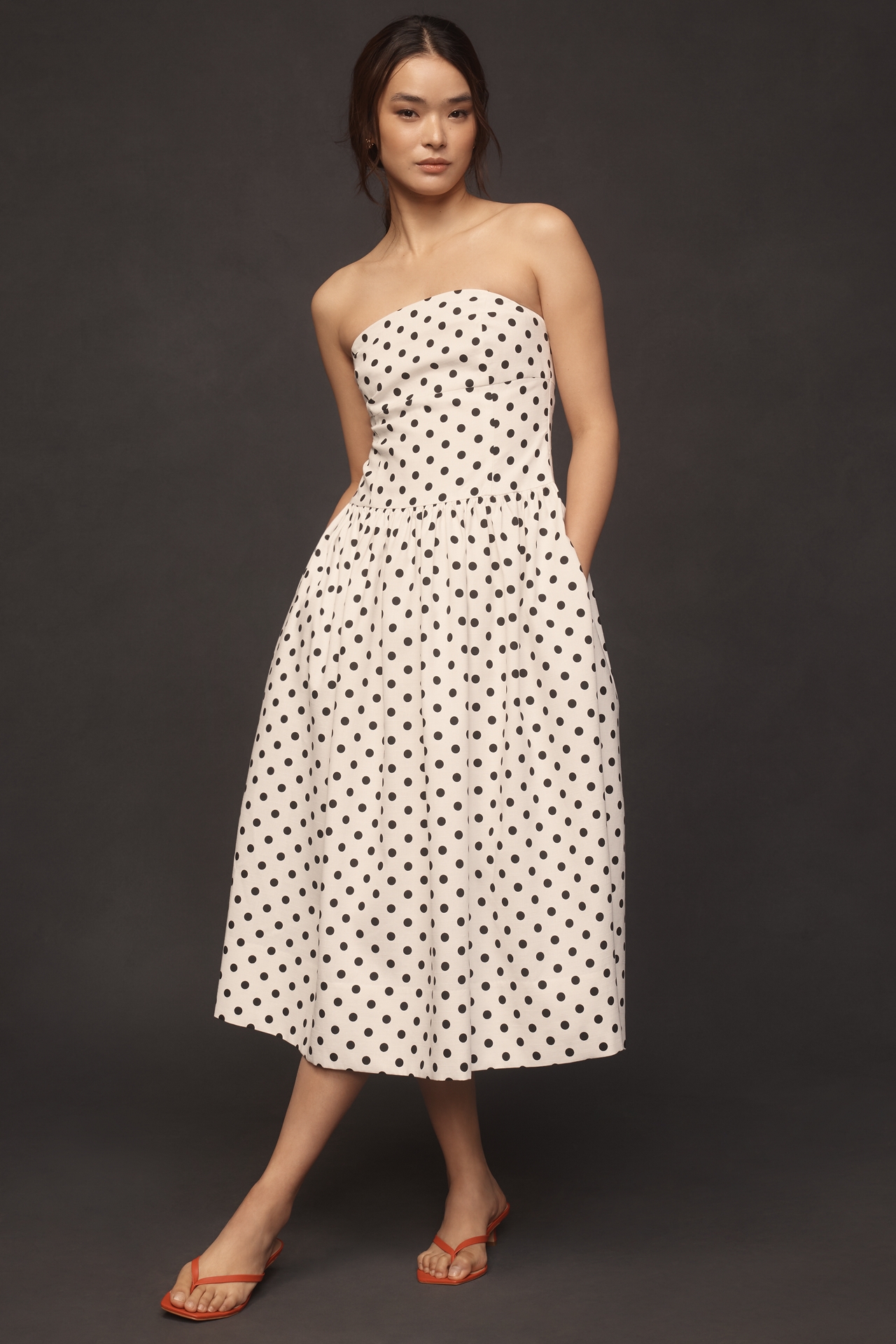 Endless Rose Strapless Drop-Waist A-Line Midi Dress