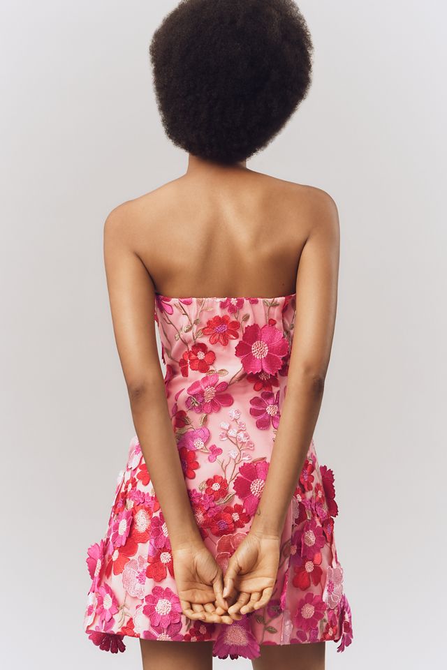 Endless Rose Strapless Flower Appliqué Mini Dress #1