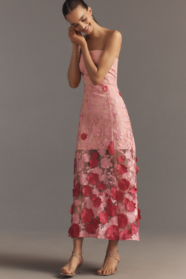 chinese dress ladies TAMRA STRAPLESS FIT AND FLARE WITH SIDE SPLIT MAXI DRESS main image 1