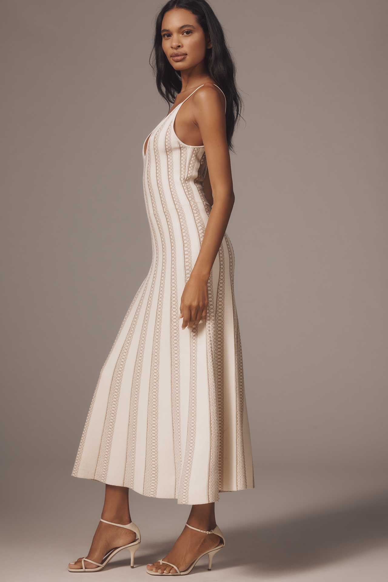 Endless Rose Sleeveless V-Neck Lurex Midi Dress