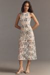 Endless Rose Sleeveless Appliqué Sheer Midi Dress