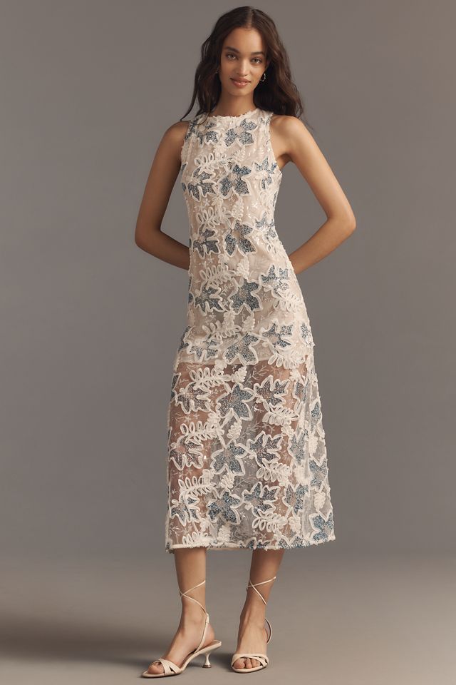 Endless Rose Sleeveless Appliqué Sheer Midi Dress #3