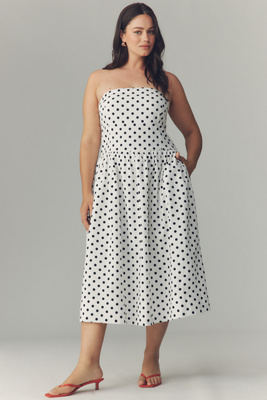 Endless Rose Strapless Drop-waist Midi Dress In White