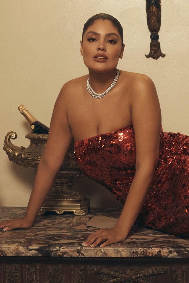 Endless Rose Strapless Sequin Midi Dress #1