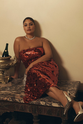 Endless Rose Strapless Sequin Midi Dress