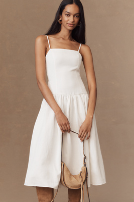 Endless Rose Linen Blend Midi Dress In White