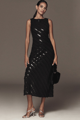 Endless Rose Boat-Neck Textured Slim Midi Dress product page