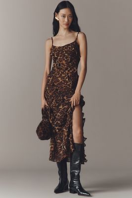 Endless Rose Scoop-Neck Ruffle Midi Dress