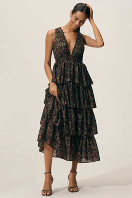 Endless Rose Sleeveless V-Neck Tiered Midi Dress product page