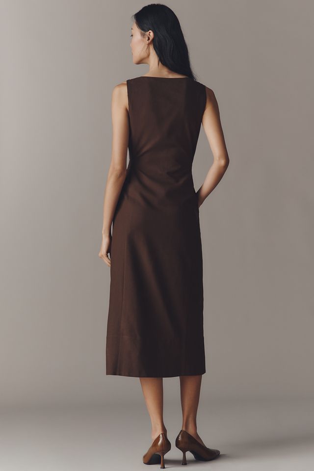 Endless Rose Linen Blend Boat-Neck Midi Dress #3