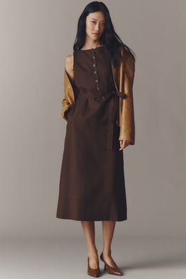 Endless Rose Linen Blend Boat-Neck Midi Dress