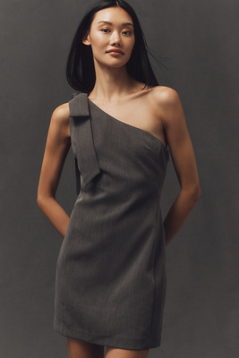 Endless Rose One-shoulder Bow Mini Dress In Black