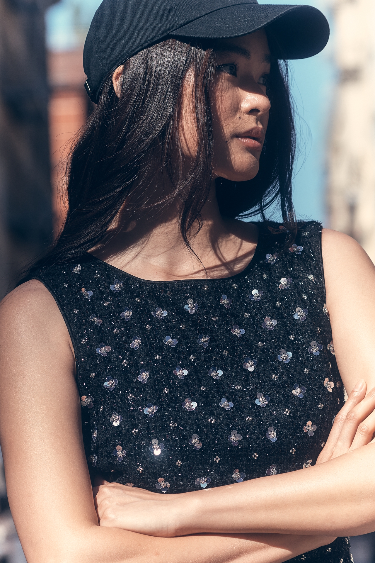 Endless Rose Sleeveless Embellished Tweed Mini Dress