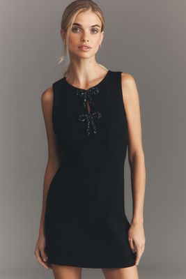 Endless Rose Boat-Neck Wool Blend Slim Mini Dress