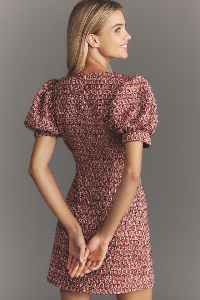 Endless Rose Puff-Sleeve Tweed Mini Dress #1