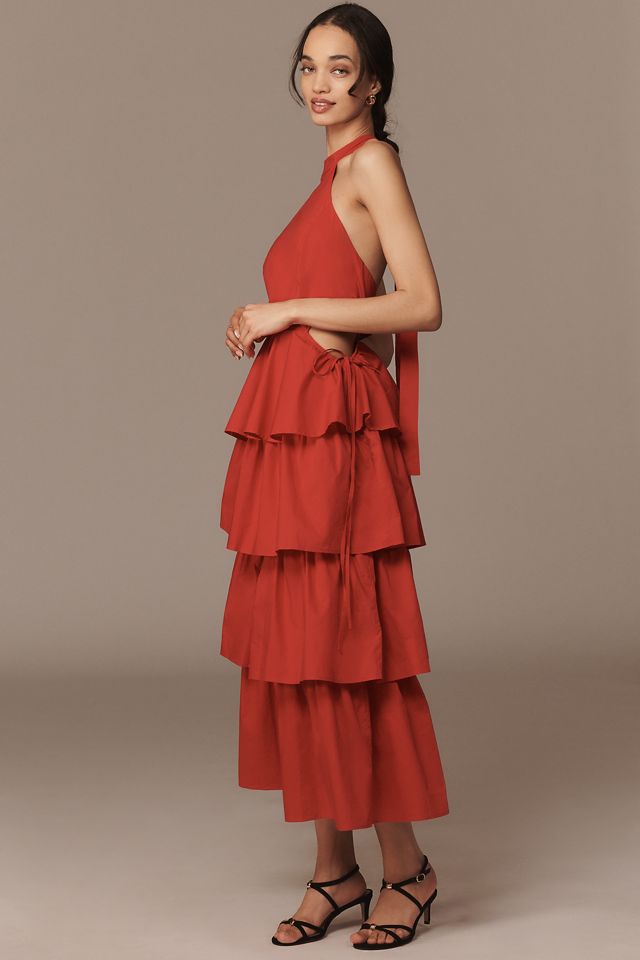 belted v neck midi dress Nathalia Belted V-Neck Midi Dress