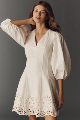 slim fit dress slacks A Line Bateau Long Sleeves Backless Modest Short White Graduation Dress