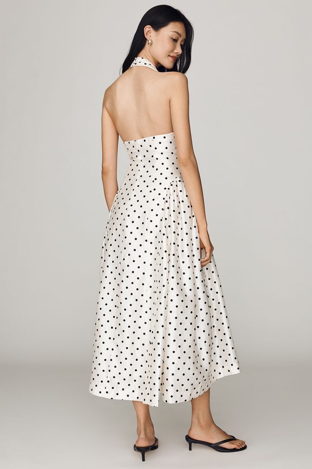 drop waist polka dot maxi dress Bronx Polka Dot Maxi Dress in Black