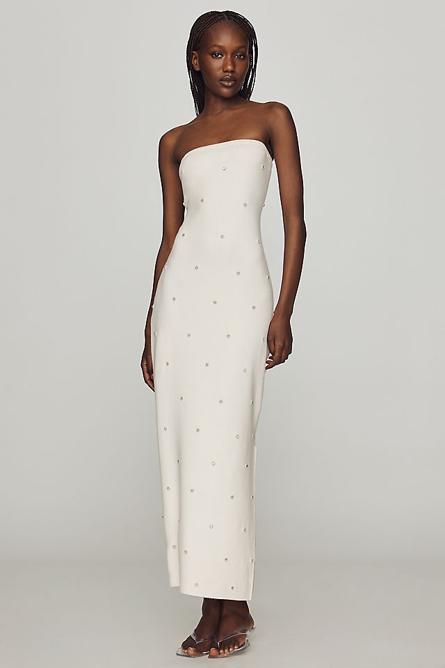 strapless knit dress Slashed Sunray Endless Rose Strapless Knit Midi