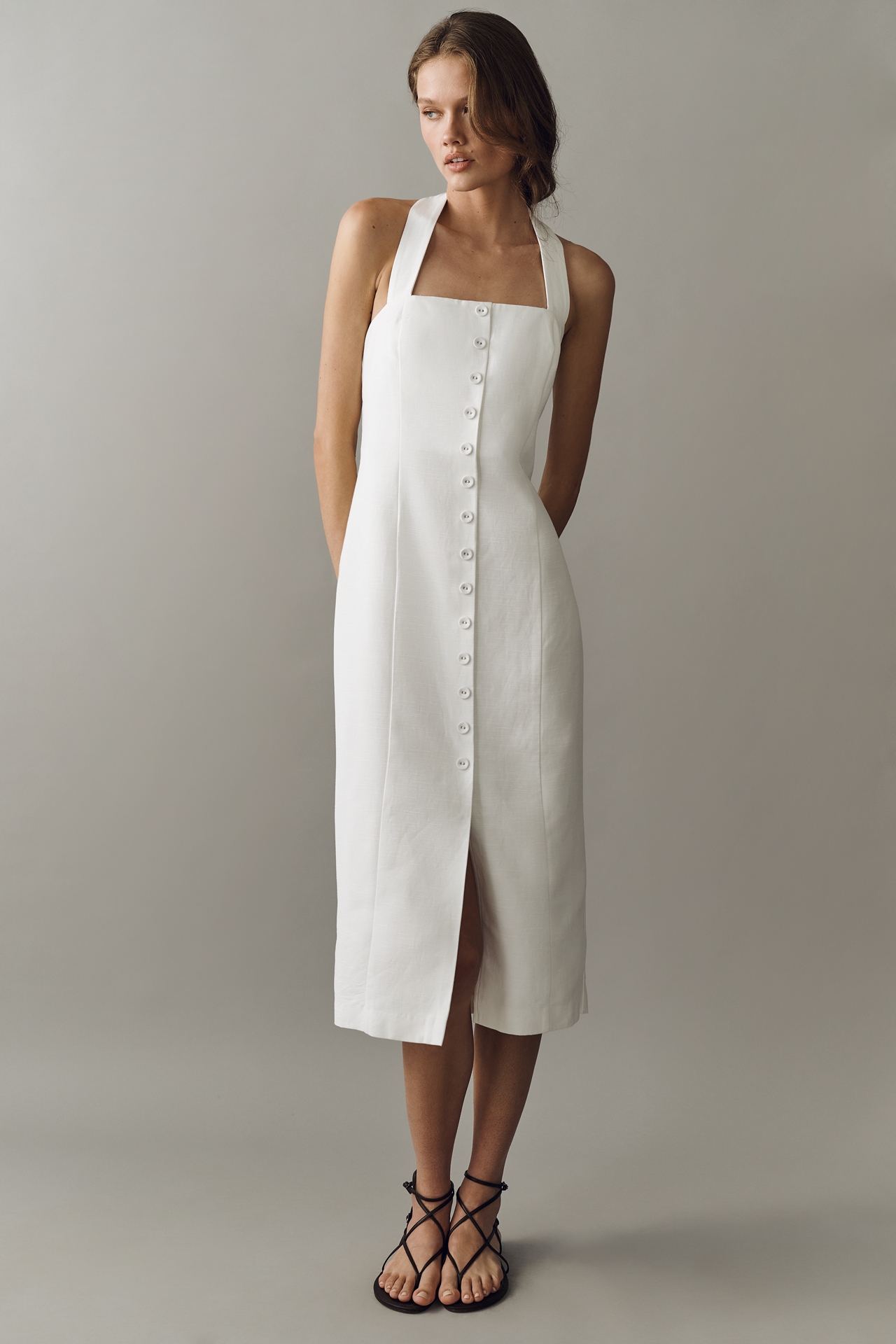 Endless Rose Button-Front Midi Dress