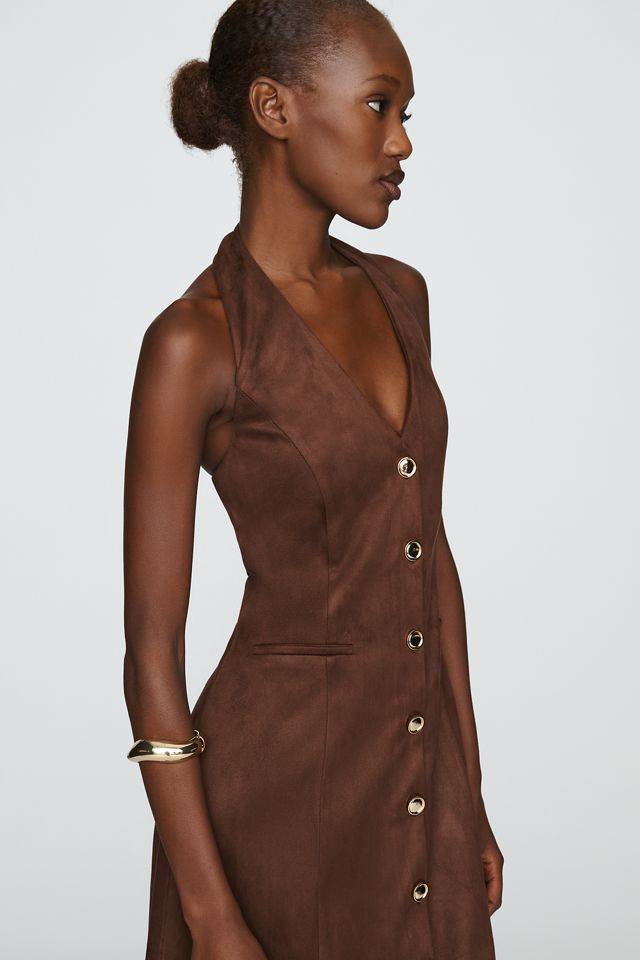 Endless Rose Faux-Suede Buttondown Dress #2