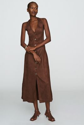Endless Rose Faux-Suede Buttondown Dress