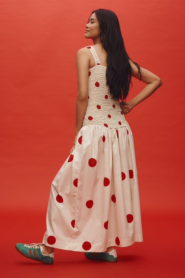 S/W/F Sleeveless Mottled Drop-Waist Midi Dress #1