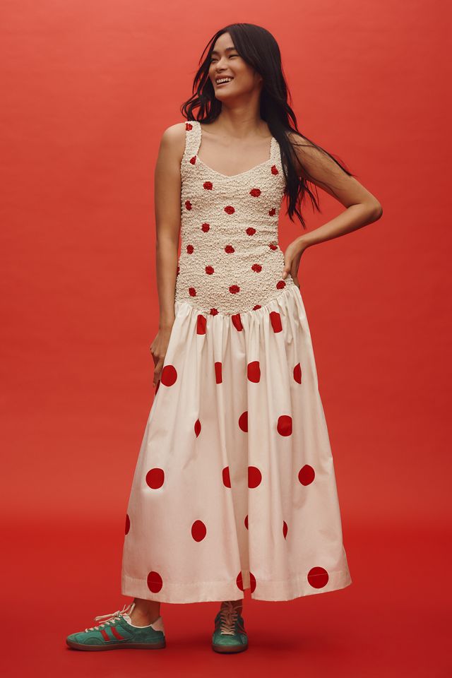 S/W/F Sleeveless Mottled Drop-Waist Midi Dress #2