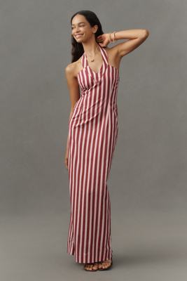 S/w/f Sleeveless Halter Slim Maxi Dress In Pink