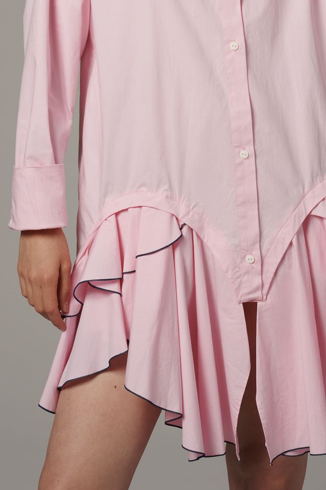 S/W/F Long-Sleeve Ruffled Mini Shirt Dress #1