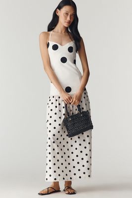 S/W/F Dotted Halter Maxi Dress