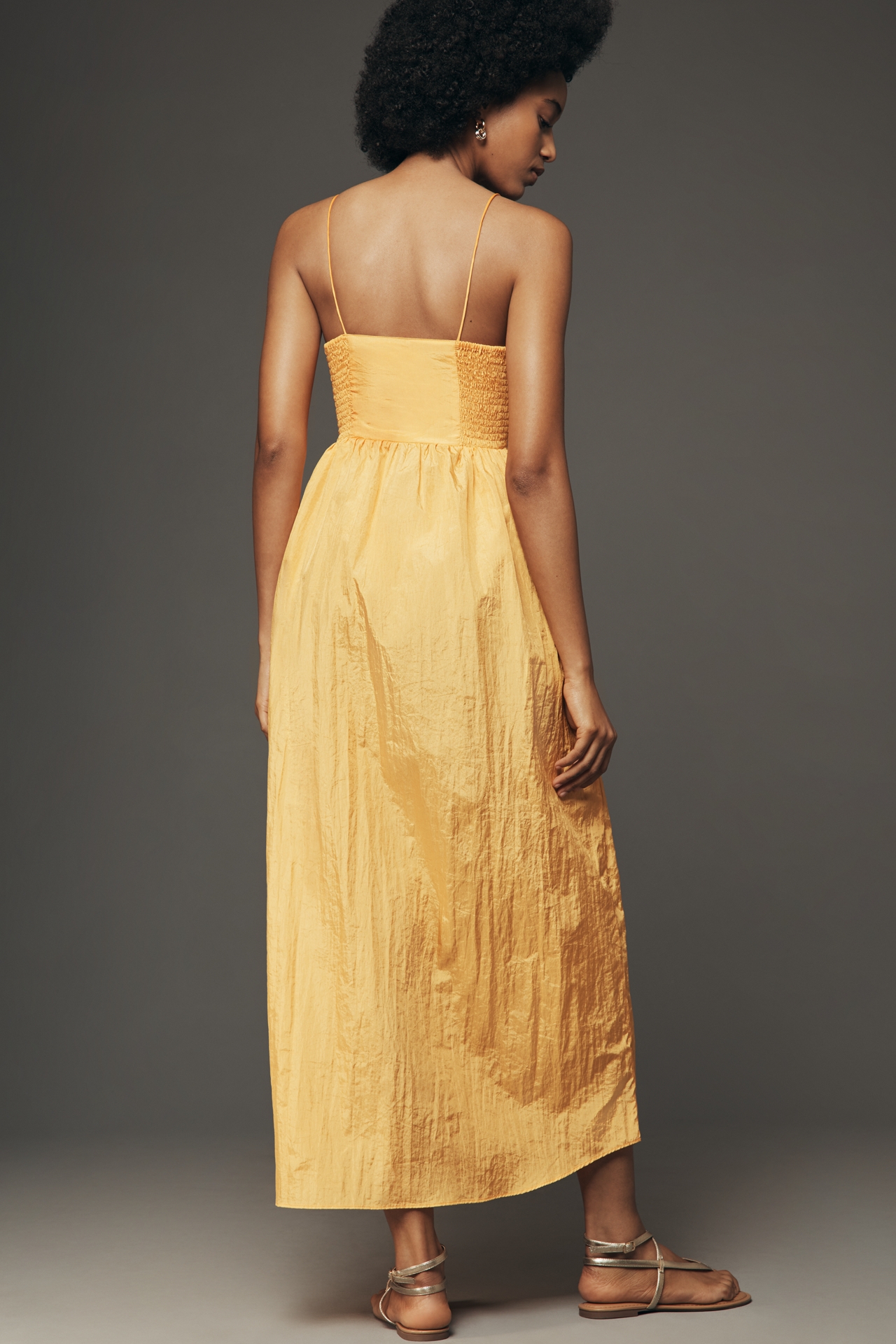 S/W/F Ruched Square-Neck Midi Dress