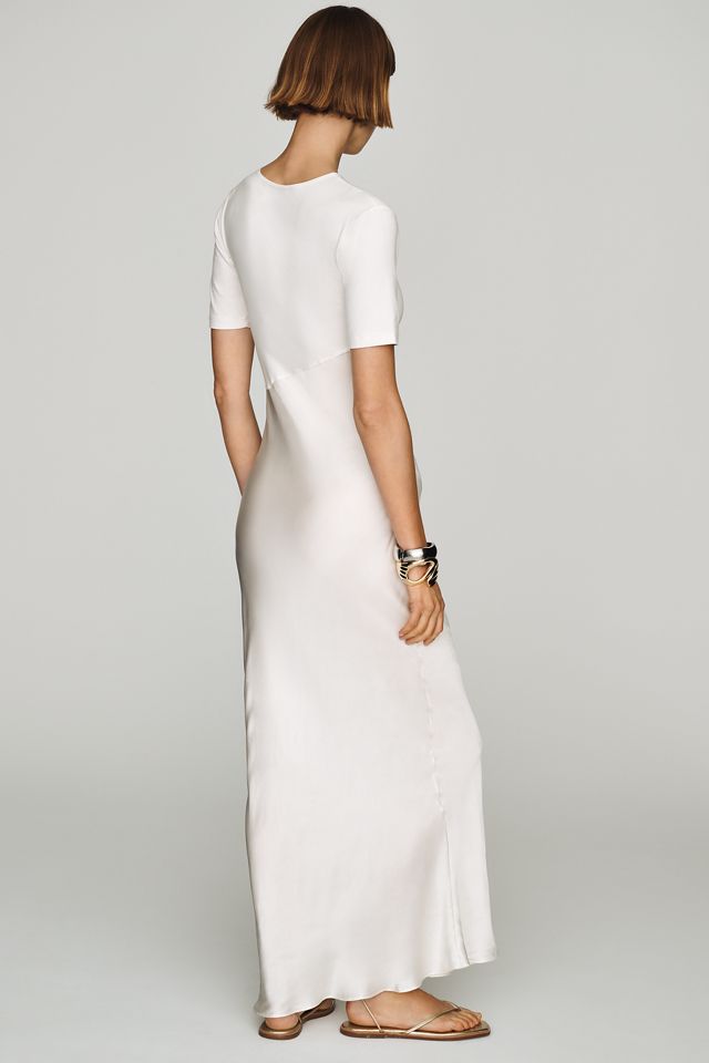 S/W/F Asymmetric Satin Maxi Slip Dress #3