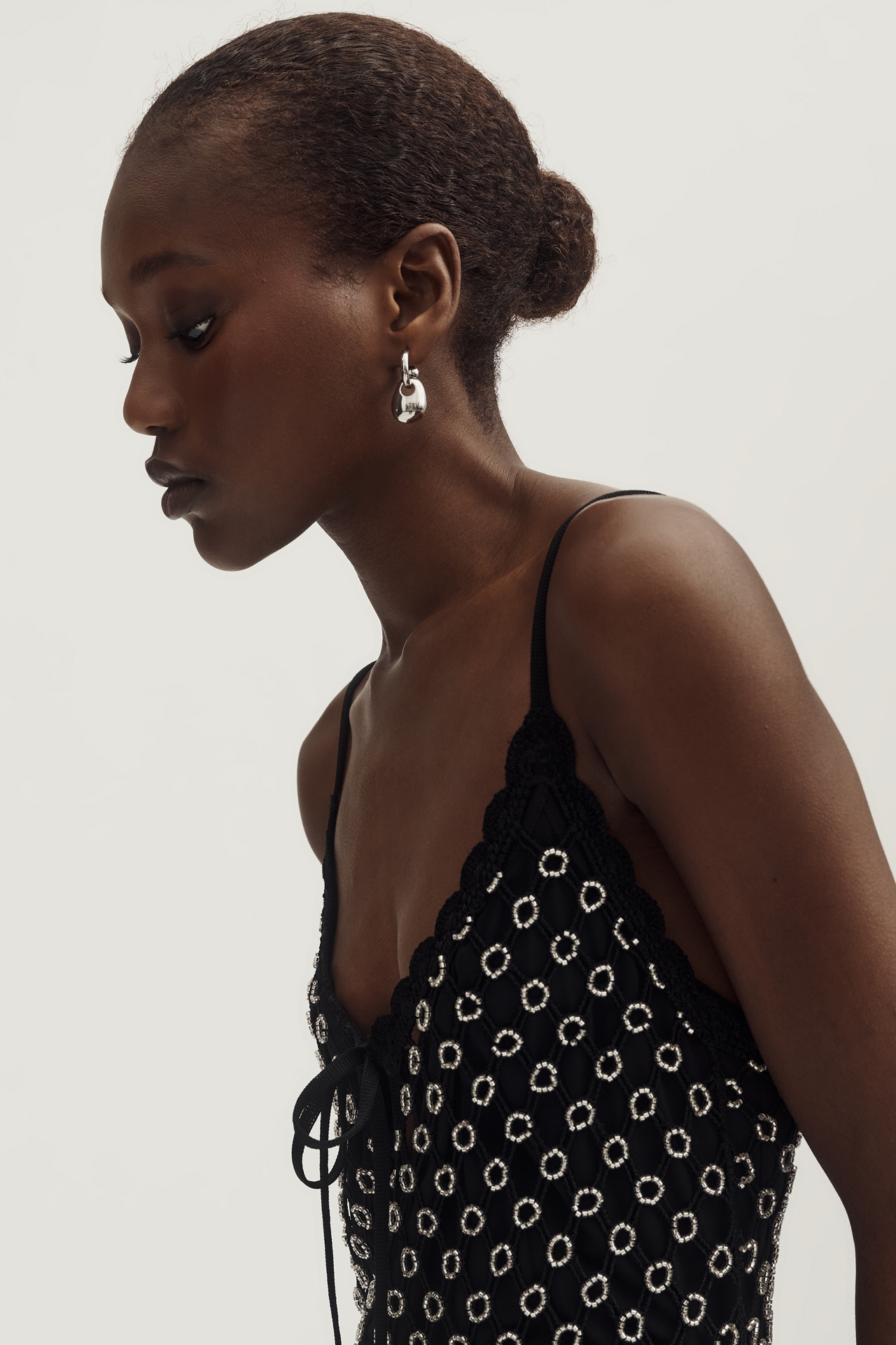 MISHA V-Neck Beaded Mini Dress