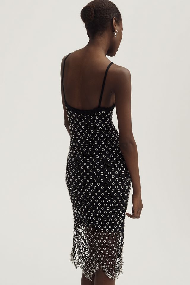 MISHA V-Neck Beaded Mini Dress