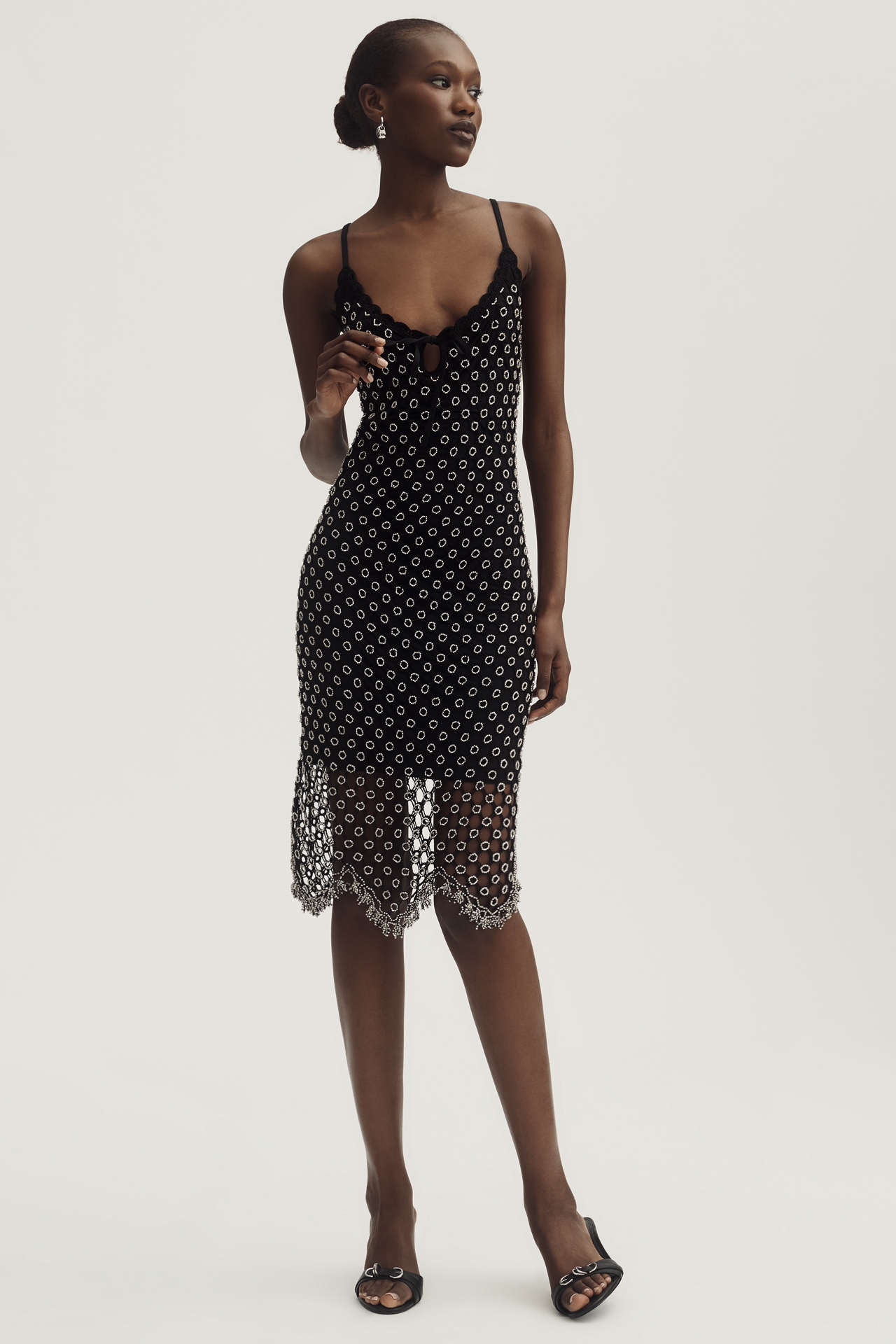 MISHA V-Neck Beaded Mini Dress