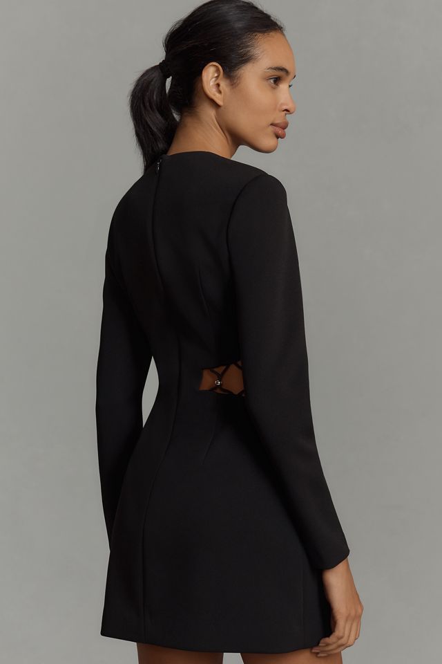 MISHA Ellie Long-Sleeve Crew-Neck Cutout Mini Dress #1