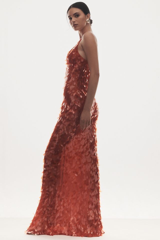 MISHA Sapphire Sequin Plunge Maxi Gown #5