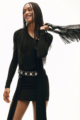 Misha The Tension Long-sleeve Jersey Mini Dress In Black
