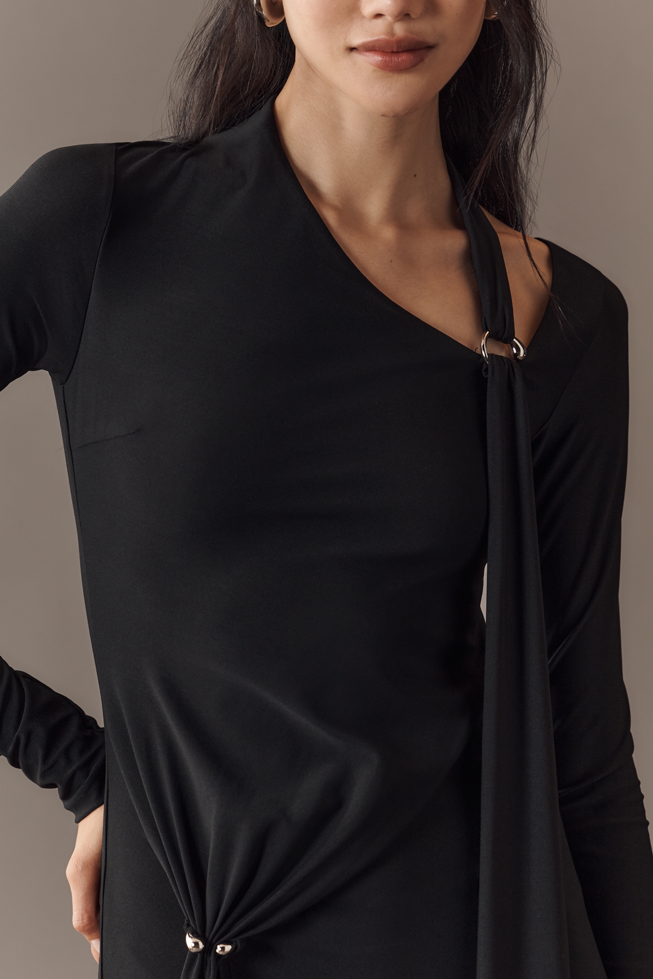 MISHA The Tension Long-Sleeve Jersey Mini Dress