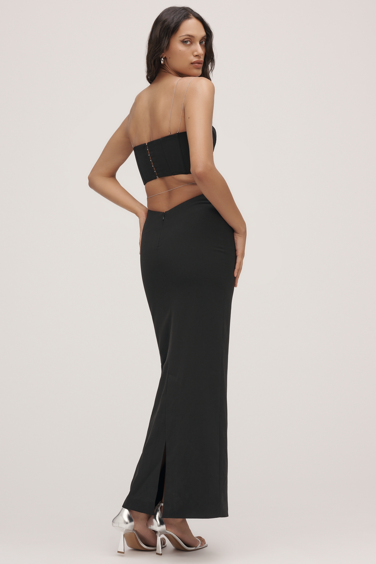 MISHA Cyrus Chain Cutout Suiting Maxi Dress