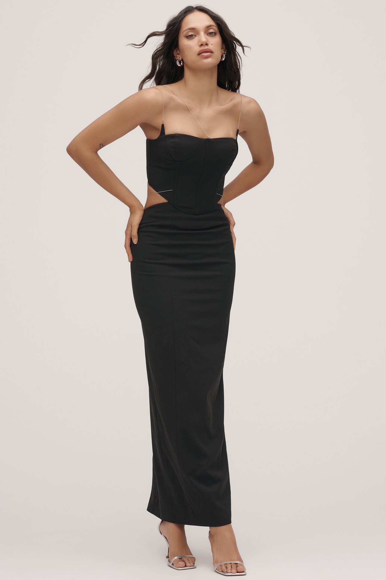MISHA Cyrus Chain Cutout Suiting Maxi Dress