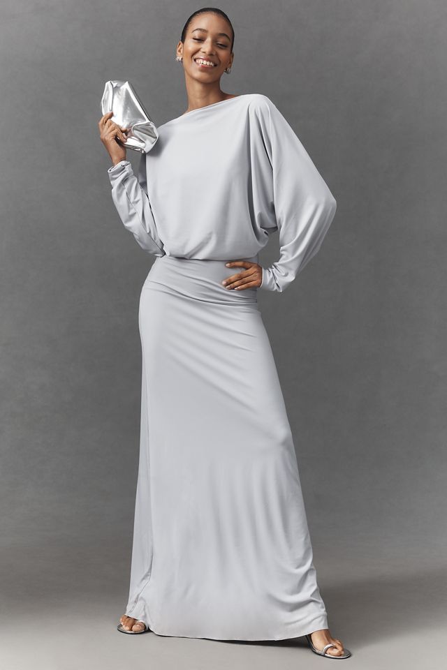 MISHA Zephyr Long-Sleeve Mock-Neck Jersey Maxi Dress #2